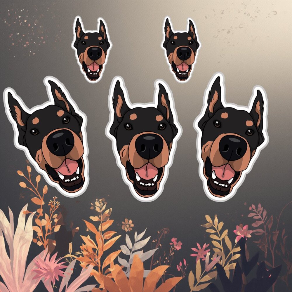 Doberman‎ Stickers Vinyl  (Set of 5) - Picture 2 of 3